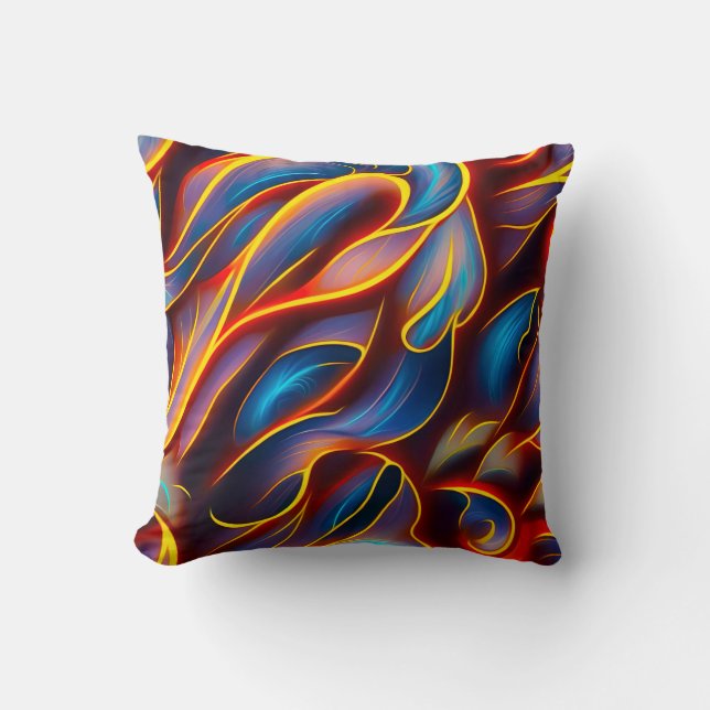 Almofada Abstrato Swirl Blue Red Flames (Frente)