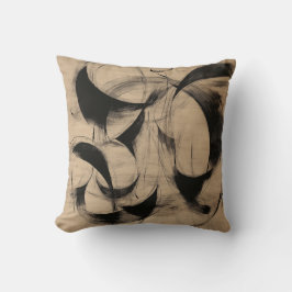 Almofada Abstrato Tan e Black Calligraphics