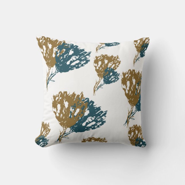 Almofada Abstrato Teal e Travesseiro decorativo Floral Dour (Frente)