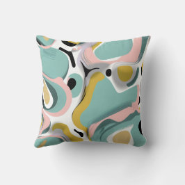 Almofada Abstrato Teal, rosa e Design branco