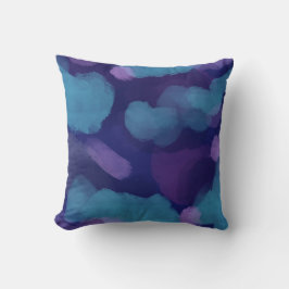 Almofada Abstrato tinta aquosa cor azul rosa púrpura
