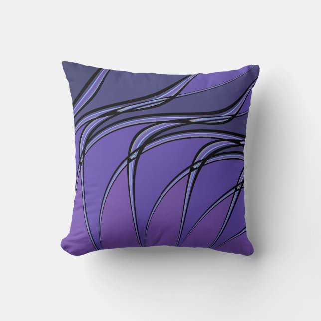 Almofada Abstrato Travesseiro decorativo Roxo com Linhas Pr (Frente)