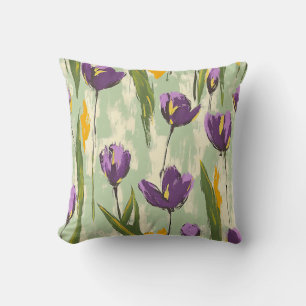 Almofada Abstrato Tulip Blooms no Fundo Verde da Casa da Mo
