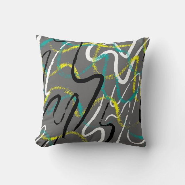 Almofada Abstrato Urban: Grunge Wave Lines. (Frente)