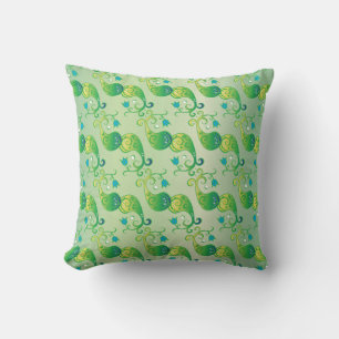 Almofada Abstrato Verde Tulip Boteh Padrão Floral