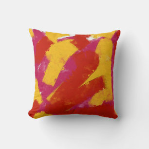 Almofada Abstrato vermelho, amarelo e rosa
