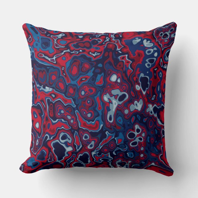 Almofada Abstrato Vermelho e Azul (Frente)