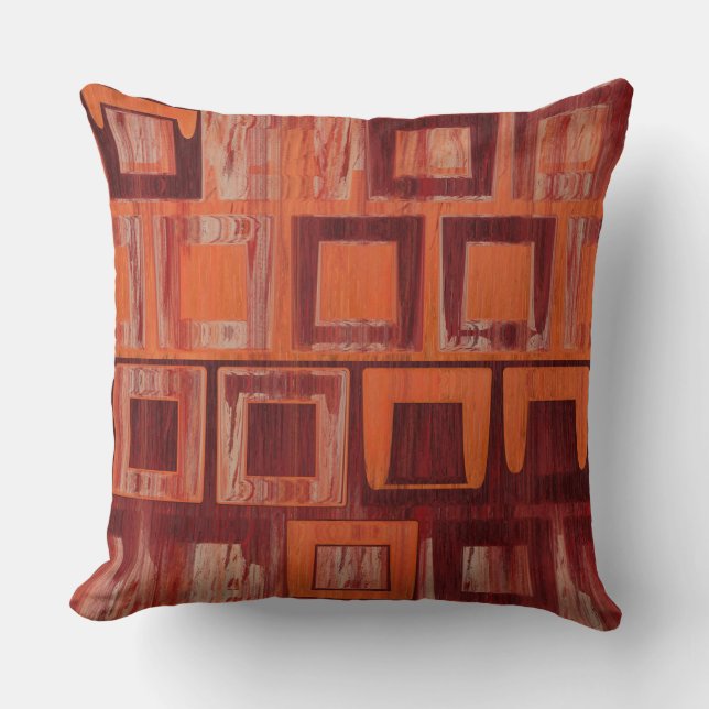 Almofada abstrato vermelho e laranja (Frente)