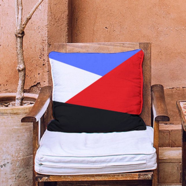 Almofada Abstrato Vermelho moderno Azul preto e branco esté (Criador carregado)