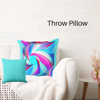 Almofada Abstrato vermelho moderno, real e azul-aqua, rosa