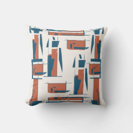 Almofada Abstrato Vertical, Turquesa de Coral Escuro