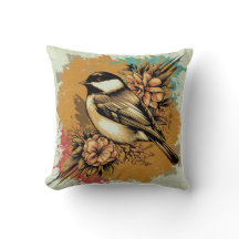 Abstrato Watercolor Chickadee Travesseiro decorati