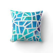 Abstrato Watercolor Sea Glass Turquoise Azul