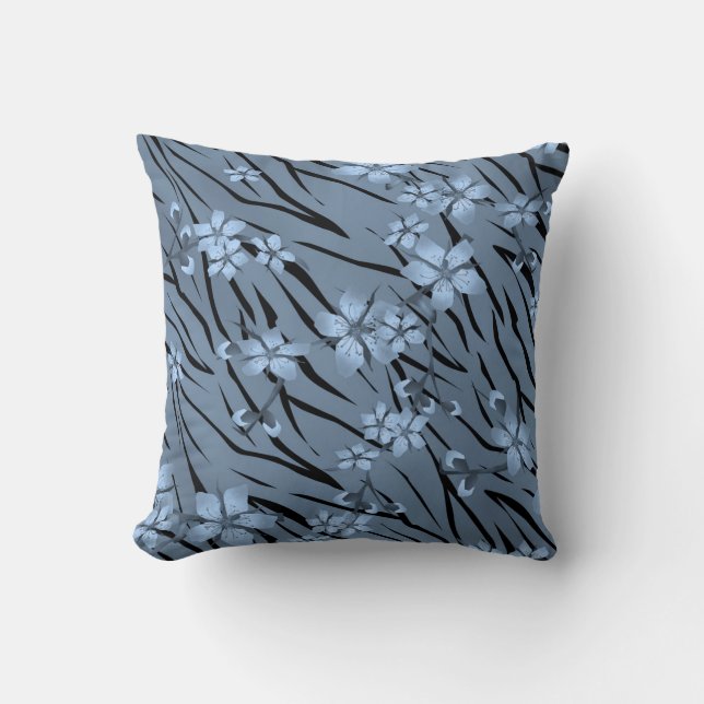 Almofada Abstrato zebra tigre couro florescente (Frente)