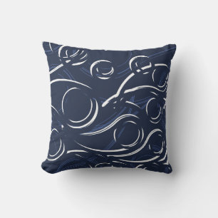 Almofada Abstratos elegantes Marinho azul e branco