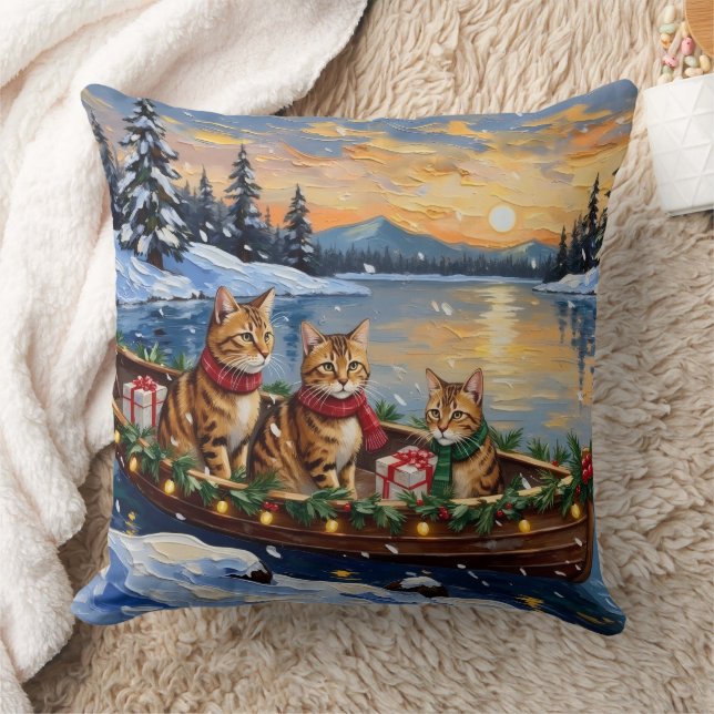 Almofada Abyssinian Cat Christmas Boat Holiday (Cobertor)