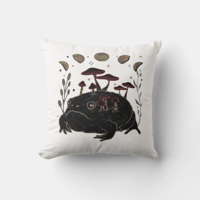 Almofada Academia Lua Witchy Goblincore Estética Sapo Cla (Frente)