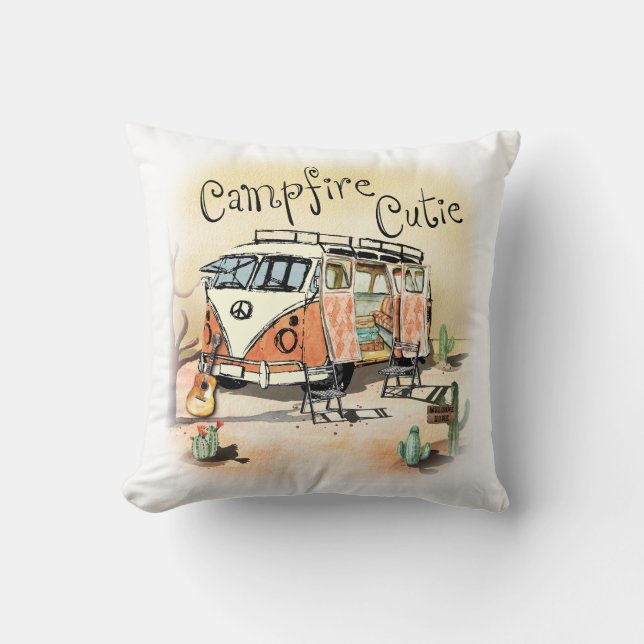 Almofada Acampamento Campfire Cutie Vintage (Frente)