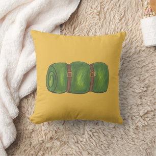 Almofada Acampamento de Saco de Dormir Verde Amarelo de Pé