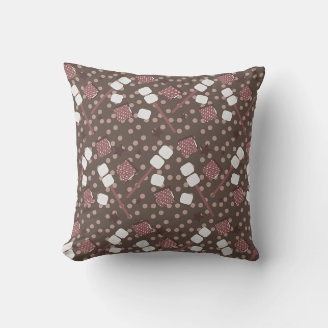 Almofada Acampamento de Smores Marshmallow Biscuits Campfir (Frente)