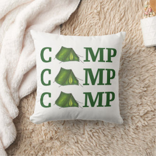 Almofada Acampamento de verão em tenda verde no exterior