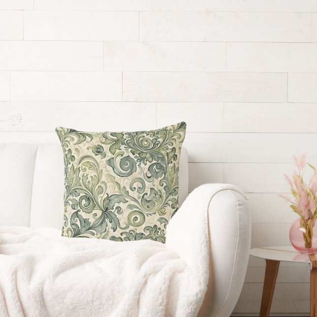 Almofada Acanthus Sage e Teal rolados (Sofá)