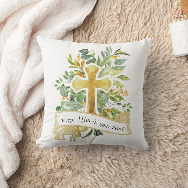 Almofada Aceite Jesus no seu coração - fé cristã (Cobertor)