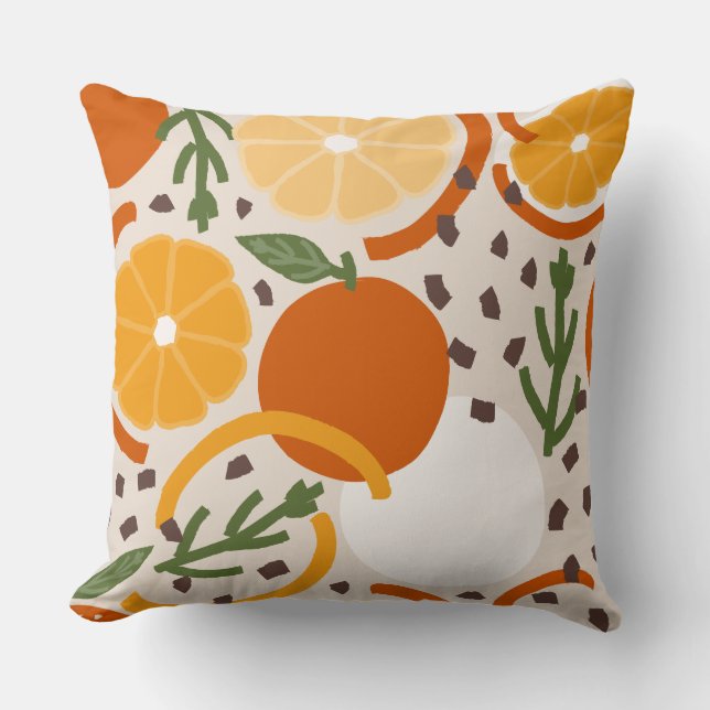 Almofada Acento de Cozinha Retro com Laranja Jogada e Confe (Frente)