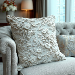 Almofada Acento de decoração floral elegante em relevo neut