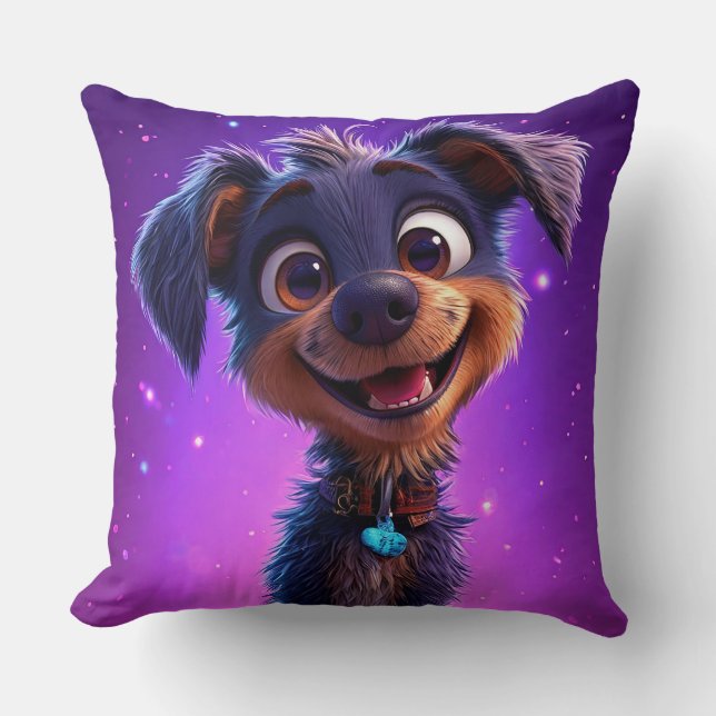 Almofada Acento Decorativo de Cachorro de Desenho Animado C (Frente)