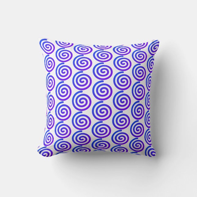 Almofada Acento Espiral Decorativo Branco Azul Roxo (Frente)
