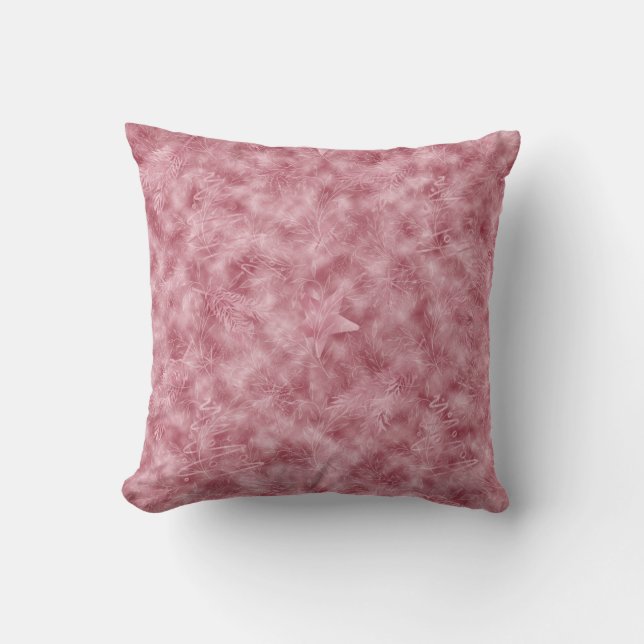 Almofada Acento Rosa Suave com Folhas e Galhos Gravados (Frente)