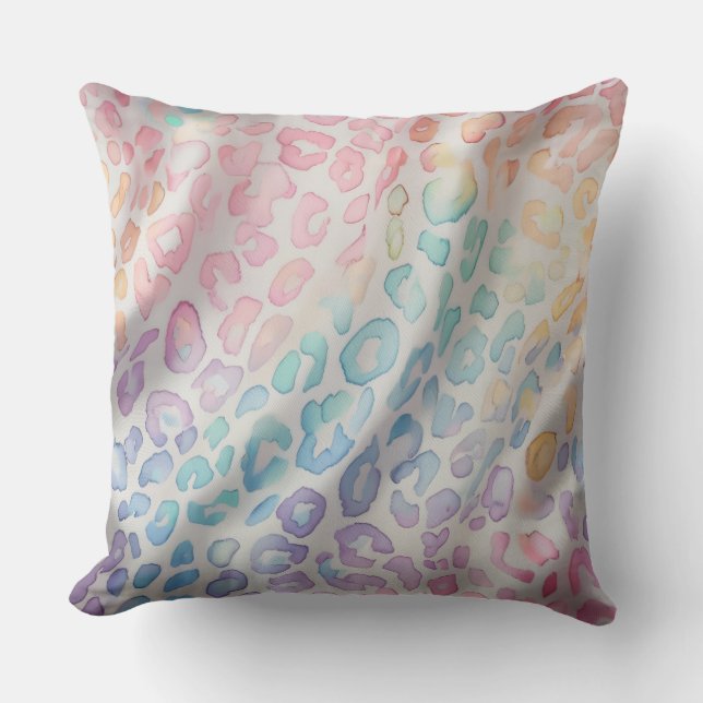 Almofada Acentos de Pastel em Aquarela | Estampa de Leopard (Frente)