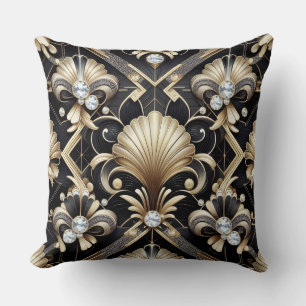 Almofada Acentos Retro para Lar Art Déco Preto e Dourado
