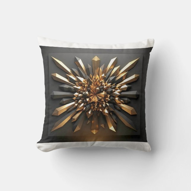 Almofada Acessório Geométrico 3D de Cristal Preto e Dourado (Frente)