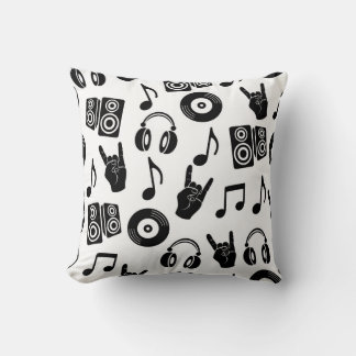 Almofada Acessórios Musicais: Padrão de Vintagem Monocromát