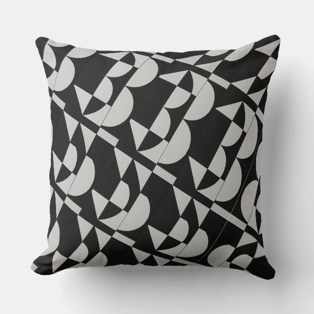 Almofada Achempong Zazzle: Geometric Black White Modern Art (Frente)