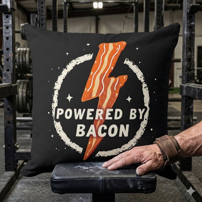 Almofada Acionado por Bacon Funny Retro Foodie Aestética (Powered by Bacon Funny Retro Foodie Aesthetic Throw Pillow Mockup C)