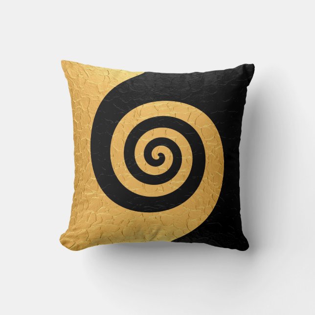 Almofada Aço espiral Dourado e preto do teste padrão (Frente)