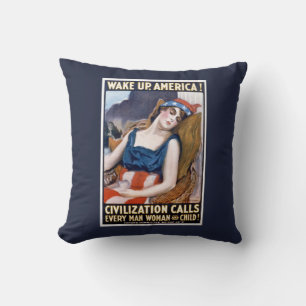 Almofada Acorde América! Arte Patriótica Vintage da Liberda