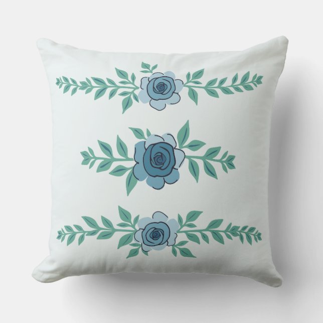 Almofada Acordo de Rosa de Borda Azul (Frente)