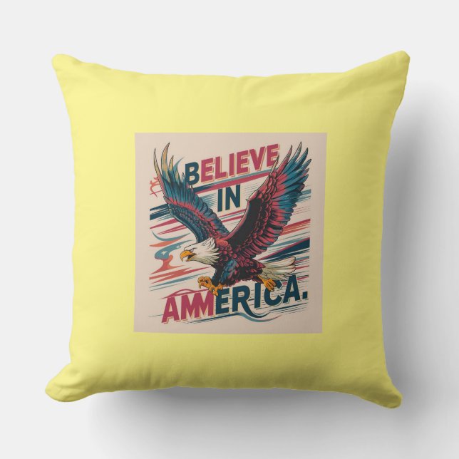 Almofada Acredite no Travesseiro Patriótico Americano" (Frente)