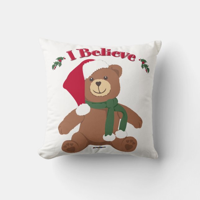 Almofada Acredito! Urso de Teddy de Natal (Frente)