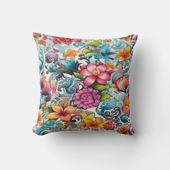 Almofada AD 019 - Padrão digital floral (Frente)