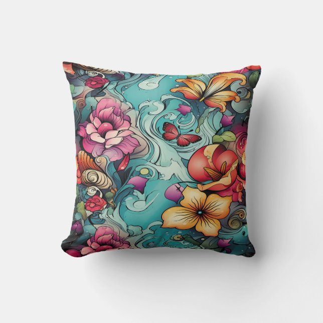 Almofada AD 020 - Padrão digital floral (Frente)