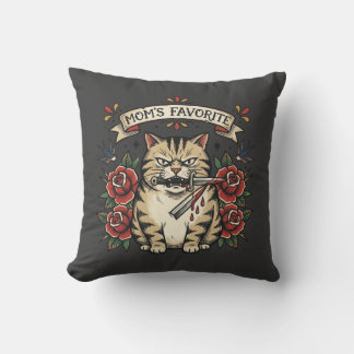 Almofada Adaga de Gato Favorita da Mamãe Rosa Tatuagem Trad