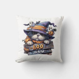 Almofada Adesivo de Gato fofo de Halloween � Chapéu de Brux