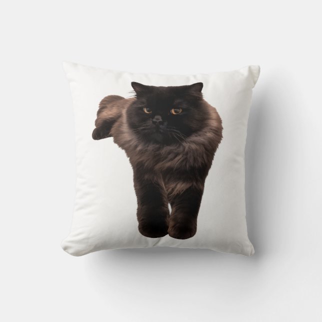 Almofada Adesivo de Gato Preto de Pelo Longo e Fofo - Meu G (Frente)