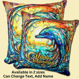 Almofada Adicionar Nome Abstrato Dolphin Natação em Onda