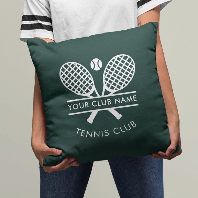 Almofada Adicionar Nome do Clube Esportivo Tênis Verde Espo (Sports Club Name Tennis Sports Green Any Color Throw Pillow)